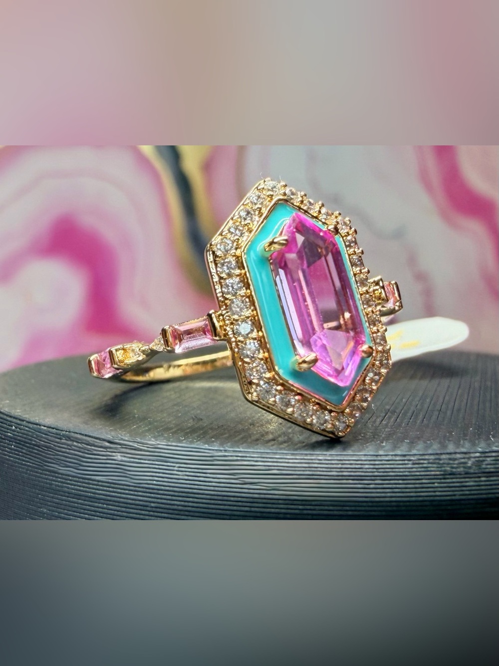 Bomb Party Enamel OG Ring- Salty But Sweet, Size 7 on Gold RG71234